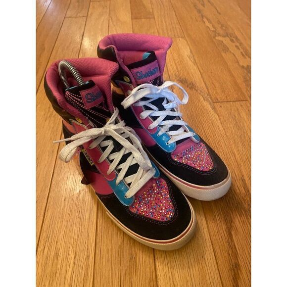 NWT Skechers, girl's multicolor sparkly high tops size 5 - Picture 1 of 8